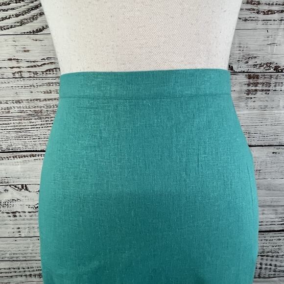 Maggie Barnes Skirt Plus size 34W Aquamarine Green Linen Long Straight Modest - Picture 5 of 13